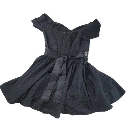 Trixxi Fit and Flare Mini Cocktail Dress Womens Junior Sz M Black Floral Gems - Picture 15 of 16